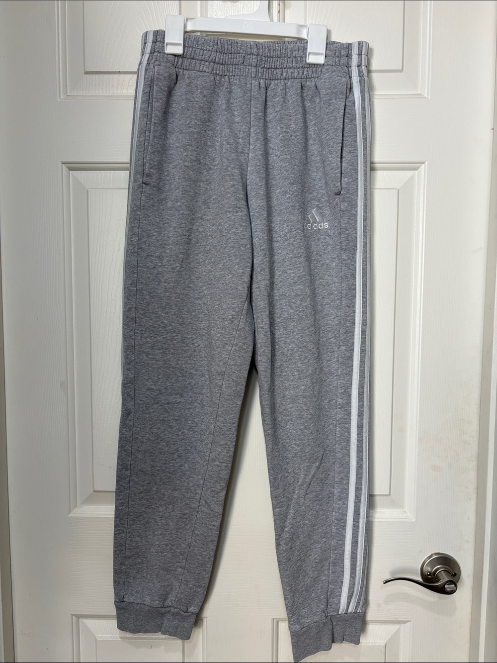 Adidas Gray Mens Three-Stripe Joggers